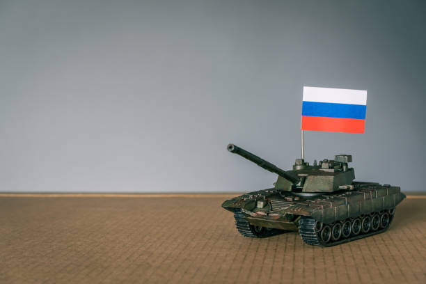 istock Toy tanks with Russian flag 1393249809