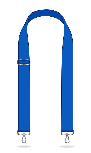 Vector illustration of Blue Shoulder Bag Strap With Chain Sling Template On White Background