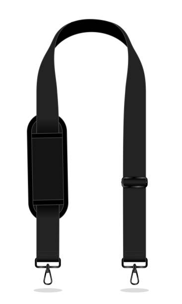 Laptop Black Shoulder Bag Strap With Chain Sling Template On White Background, Vector File For Bag, Laptop strap stock illustrations
