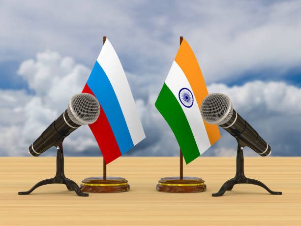 istock Relationship between India and Russia. 3D illustration 1393257050