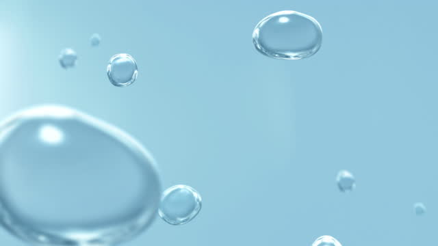Abstract Rising Air Bubble Animation Loop on Neutral Blue Beauty Showcase Water Background