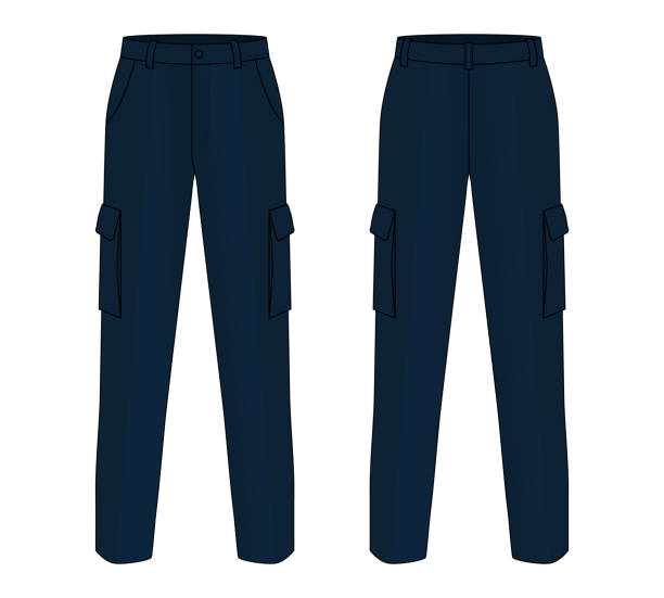 navy blue factory uniform pants vorlage auf weißem hintergrund, vektordatei. - pants stock-grafiken, -clipart, -cartoons und -symbole