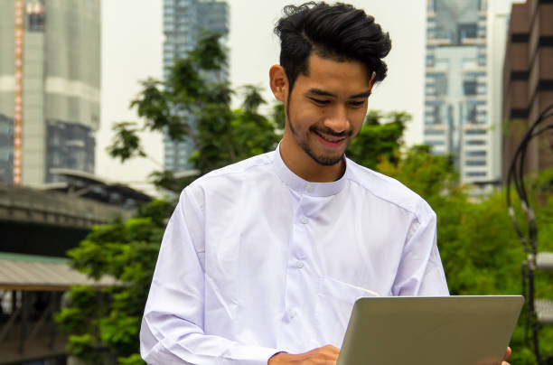 istock Business man working at outdoor. 1393266847