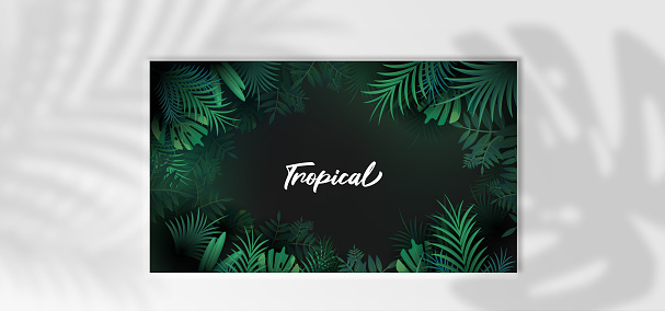 Tropical poster with palm leaves