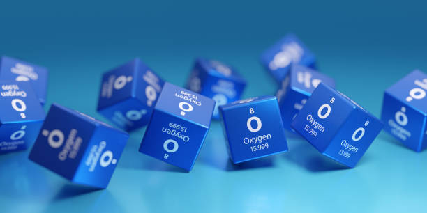 istock Oxygen (O) is gaseous chemical element, electricity production, technological heat production, engine and turbine drive. Promotional education periodic symbol, element 3D render. 1393272418