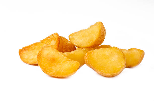 istock Potato wedges on the white background 1393279527