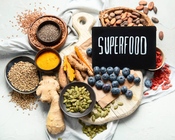 istock Healthy food clean eating selection on light background. 1393280249