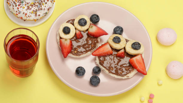 istock Pancakes for kids on colourfull background. 1393281955