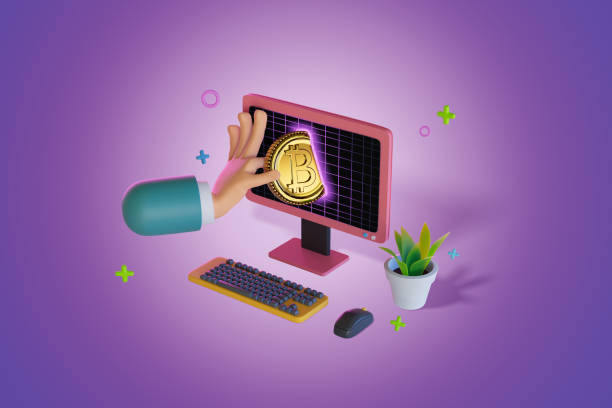 istock hand is taking out a crypto coin from a computer screen. 3D, Render, illustration 1393286978