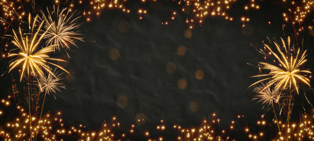 silvester 2023 happy new year new year's eve party background banner panorama long- frame made of firework fireworks on rustic dark black night sky texture - 2023 midautumn festival 個照片及圖片檔