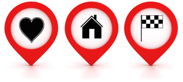 Home, finish and favorite pins. Digitally Generated Image isolated on white background