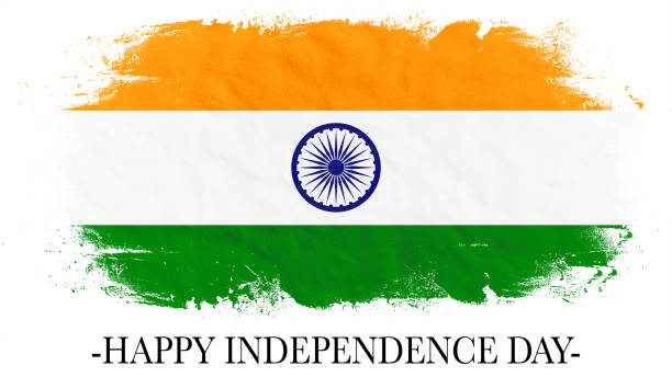 istock Independence Day of India 15th August background banner pattern template illustration - Abstract brushstroke paint brush splash in the colors of indian flag, isolated on white texture 1393301340