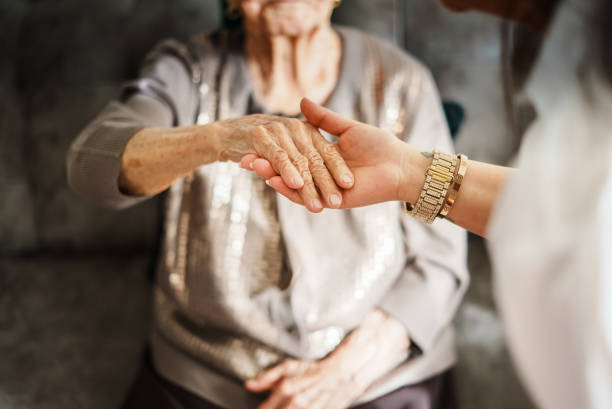 Kissing 96 years old grandma's hand