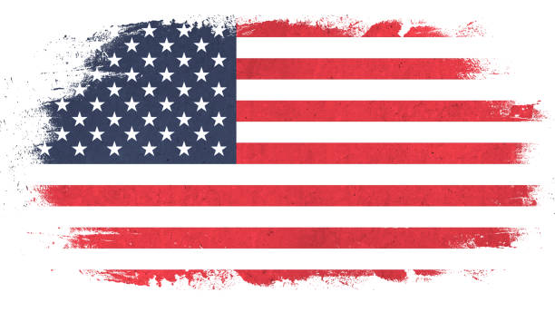 istock America / United States background pattern template - Abstract brushstroke paint brush splash in the colors of american flag, isolated on white texture 1393325209