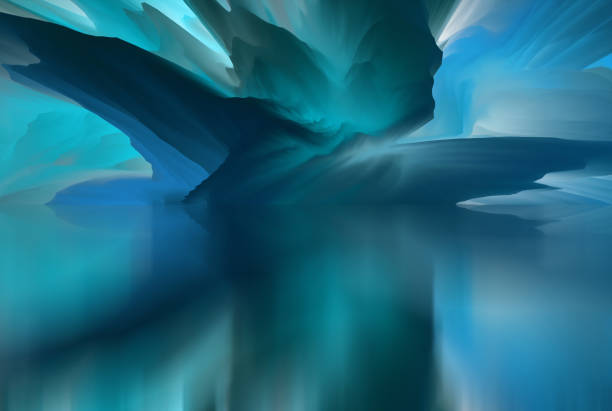 istock Magical world. Abstract Landscape, surreal lake and reflections. art, creativity and imagination. 3d illustration 1393339604