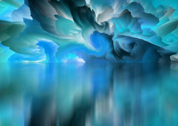 istock Magical world. Abstract Landscape, surreal lake and reflections. art, creativity and imagination. 3d illustration 1393340382