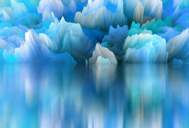 istock Magical world. Abstract Landscape, surreal lake and reflections. art, creativity and imagination. 3d illustration 1393340384
