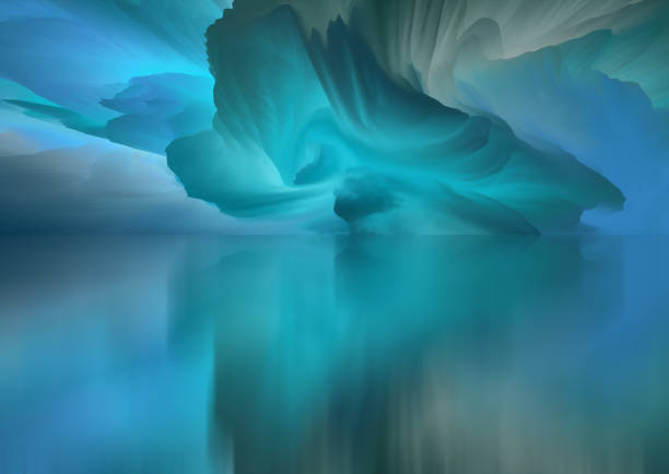 istock Magical world. Abstract Landscape, surreal lake and reflections. art, creativity and imagination. 3d illustration 1393340398