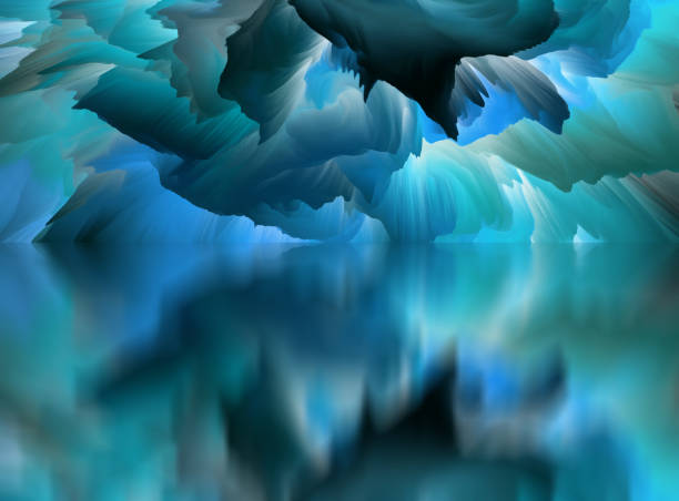 istock Magical world. Abstract Landscape, surreal lake and reflections. art, creativity and imagination. 3d illustration 1393340540