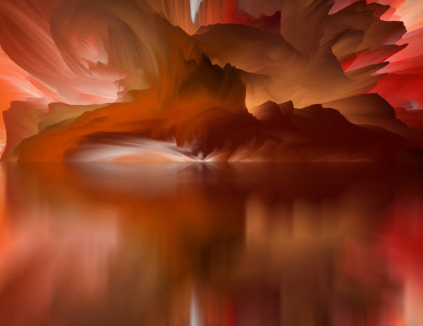 istock Magical world. Abstract Landscape, surreal lake and reflections. art, creativity and imagination. 3d illustration 1393340563
