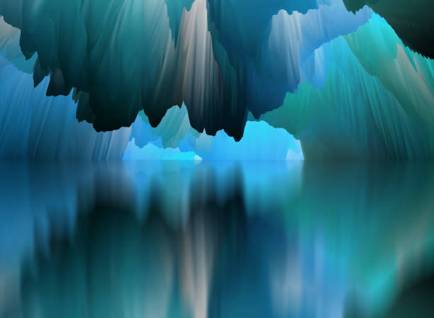 istock Magical world. Abstract Landscape, surreal lake and reflections. art, creativity and imagination. 3d illustration 1393340611