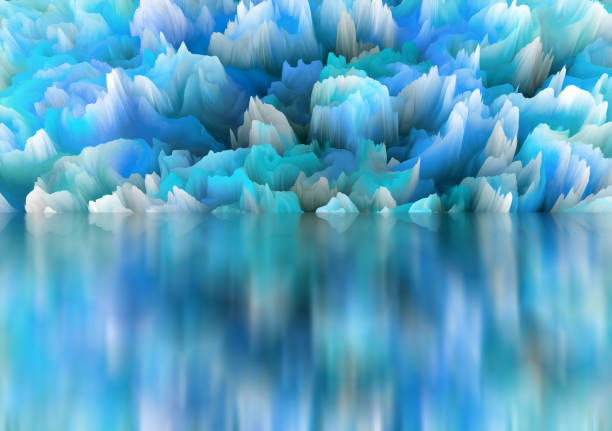 istock Magical world. Abstract Landscape, surreal lake and reflections. art, creativity and imagination. 3d illustration 1393340631