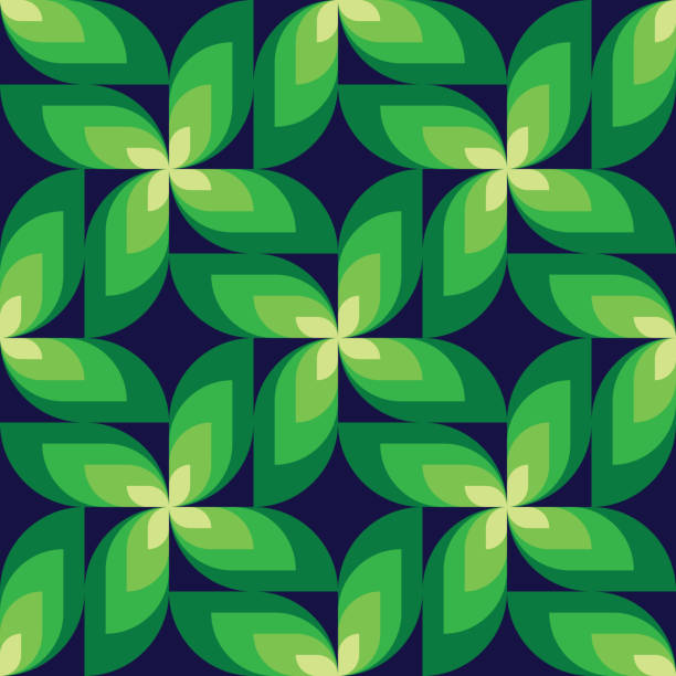 녹색은 배경 디자인을 나뭇잎으로 만듭니다. 자연 장식 원활한 패턴. 추상 기하학적 모자이크. 단풍 녹색 색상 배경. 벡터 일러스트레이션. - leaf green backgrounds flower stock illustrations