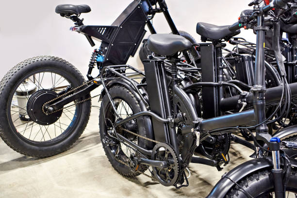 istock Black electric bicycles in shop 1393342777