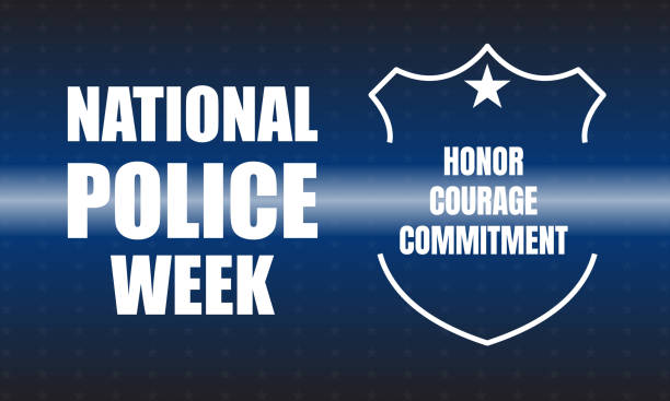 national police week background with blue line. poster, card, banner and background - thank you background 幅插畫檔、美工圖案、卡通及圖標