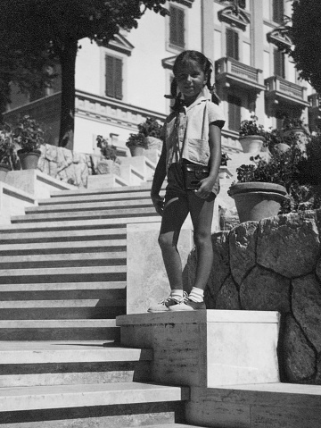 Little Girl on staircase. 1955.