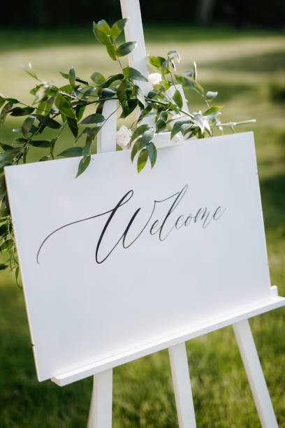 istock sign welcome to the event 1393350884