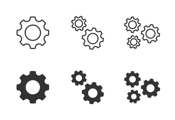 illustrations, cliparts, dessins animés et icônes de jeu d’icônes d’engrenage. symbole des paramètres. illustration vectorielle. - telecommunications equipment