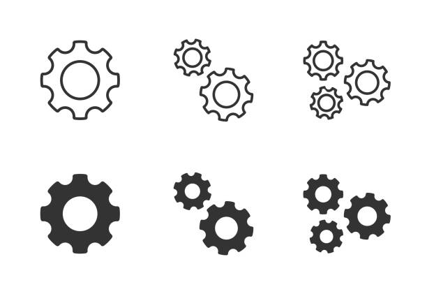 Gear icon set. Settings symbol. Vector illustration. Gear icon set. Settings symbol. Flat vector illustration. gear mechanism stock illustrations