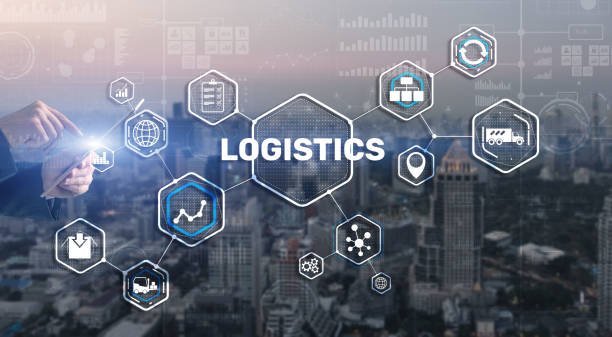 Logistic network distribution and transport concept. Goods delivery stock photo