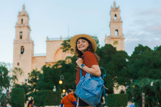 istock Woman walking in Merida in Mexico 1393357124