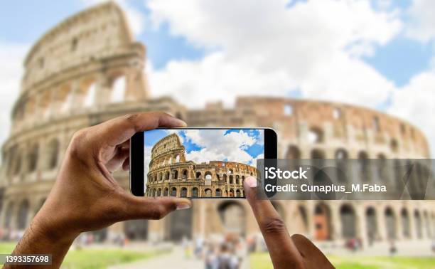 Taking A Photo Of Coliseum At Rome Stock Photo - Download Image Now - Rome - Italy, Tourist, Tourism