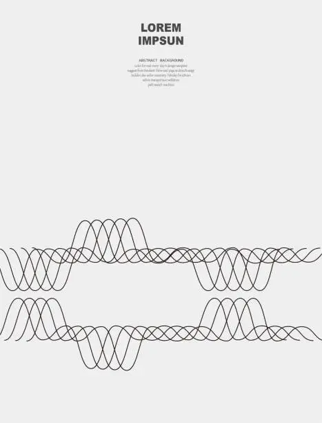 Vector illustration of abstract black and white curve wave line pattern brochure background