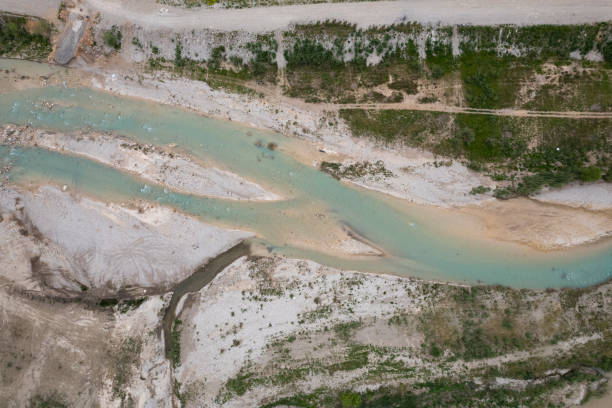 Top view of the creek bed with drone.