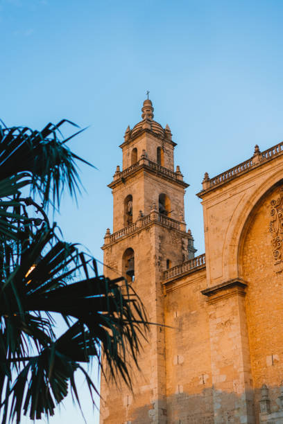 Scenic view of colonial  Merida city at sunset in Mexico