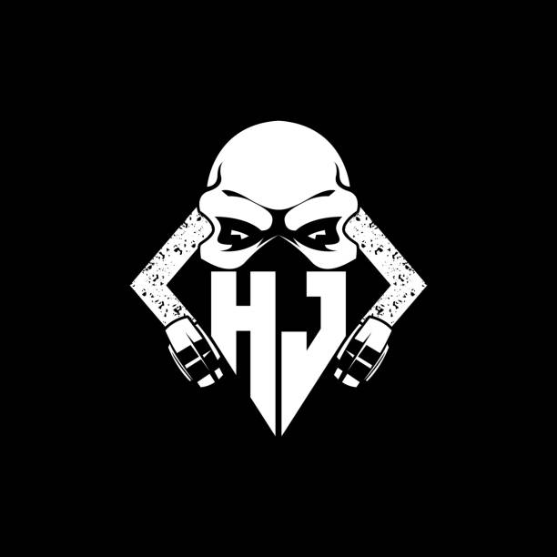 HJ Initial Gaming ESport Skull Mask Style HJ Monogram ESport Gaming with Skull Mask Shape Style Vector nazism stock illustrations