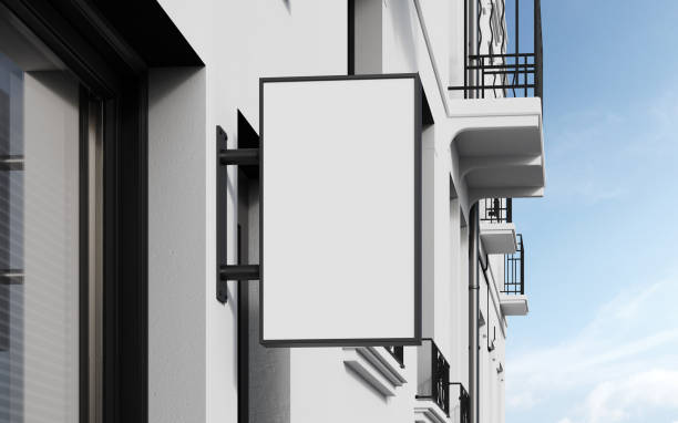 istock Blank rectangle signboard mockup exterior scene. 1393369513