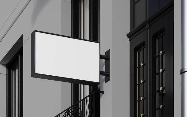 istock Blank rectangle signboard mockup exterior scene. 1393369518