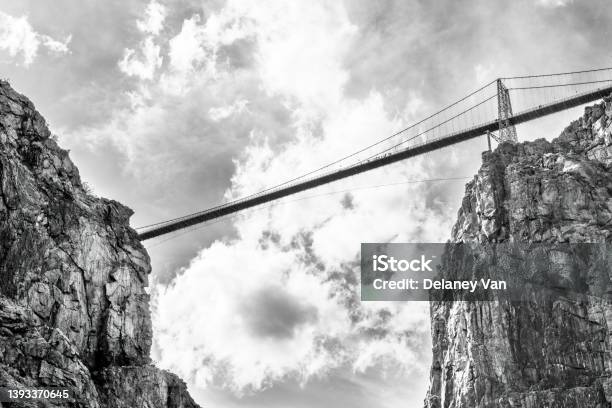 Bridge In The Mountains Stock Photo - Download Image Now - Royal Gorge Suspension Bridge, USA, Architecture