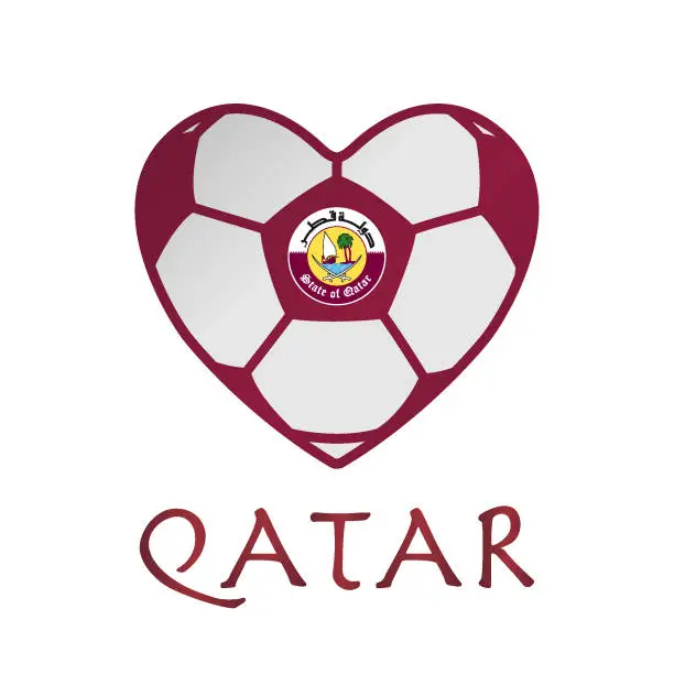 Vector illustration of Qatar Football Love