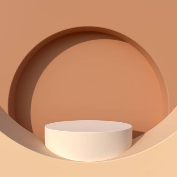 Blank product podium, stand. Copy space for image montage. White background. 3d rendering