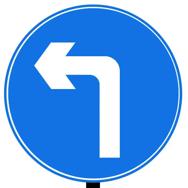 Vector illustration of Turn left ahead traffic sign