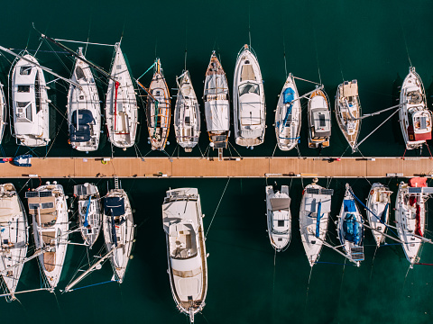 Drone View Sailboats in the Marina