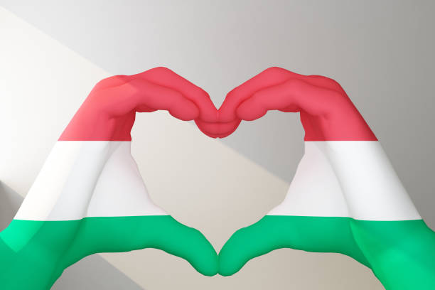istock hands in heart gesture painted in flag Hungary 1393395955