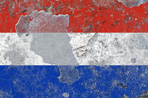 Paraguay flag on a damaged old concrete wall surface