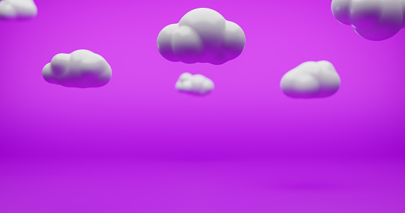 Render image of white clouds in the pink sky.